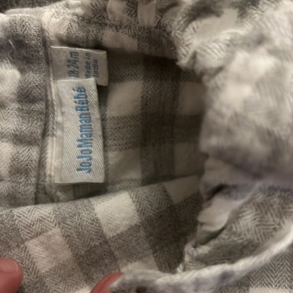 Gray and white plaid dress with ruffle collar and sleeve - Picture 2 of 2